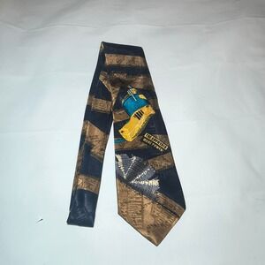 Vintage Home Improvement TV Show Tie More Power Tim Taylor Tool Drill Navy Gold